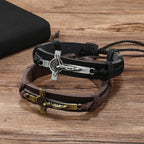 Veronique | Crucifix Leather Bracelet