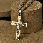 Christianartworkshop Lord's Prayer Inscription with Crucifix Necklace: Guard My Steps