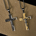 Christianartworkshop Lord's Prayer Inscription with Crucifix Necklace: Guard My Steps