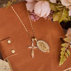 Christianartworkshop Virgin Mary & Crucifix Double Pendant Necklace With Zircon: Elegant Daily Devotion Faith Pendant