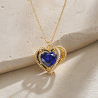 Elsie | Double Heart Blue Pendant Necklace