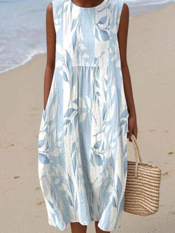 Hazel | Midi Dress with Leaf Print