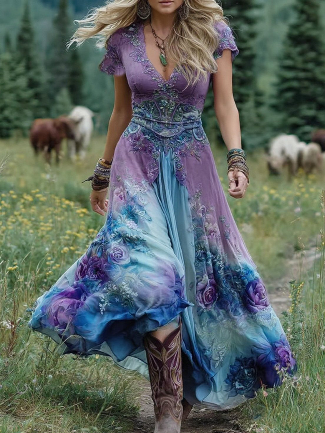 Amelia | Vintage Floral Maxi Dress