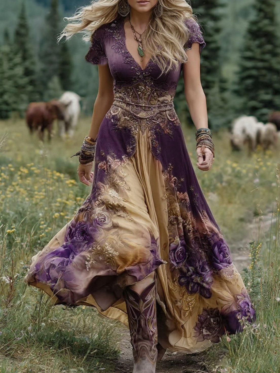 Amelia | Vintage Floral Maxi Dress