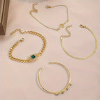 Noa | Gold Emerald Charm Bracelet Set