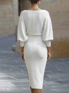 Liora | Elegant Draped Batwing Midi Dress