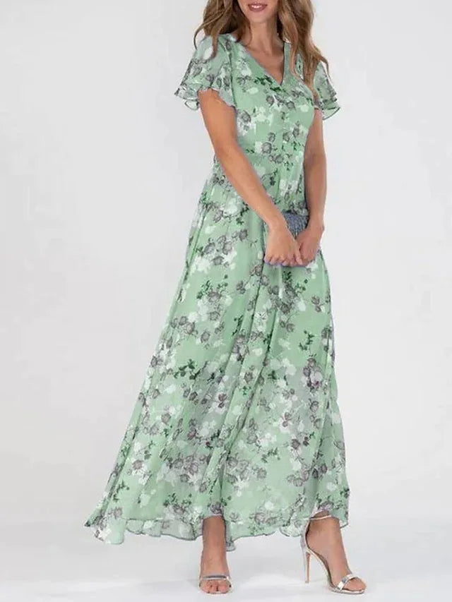 Noelle | Elegant Floral Short Sleeve Dress