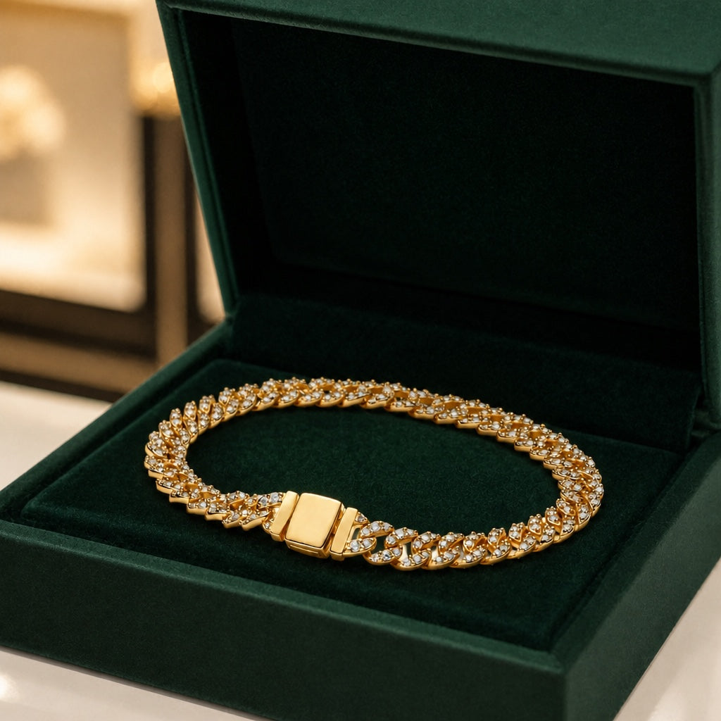 Libby | Gold Crystal Curb Chain Bracelet