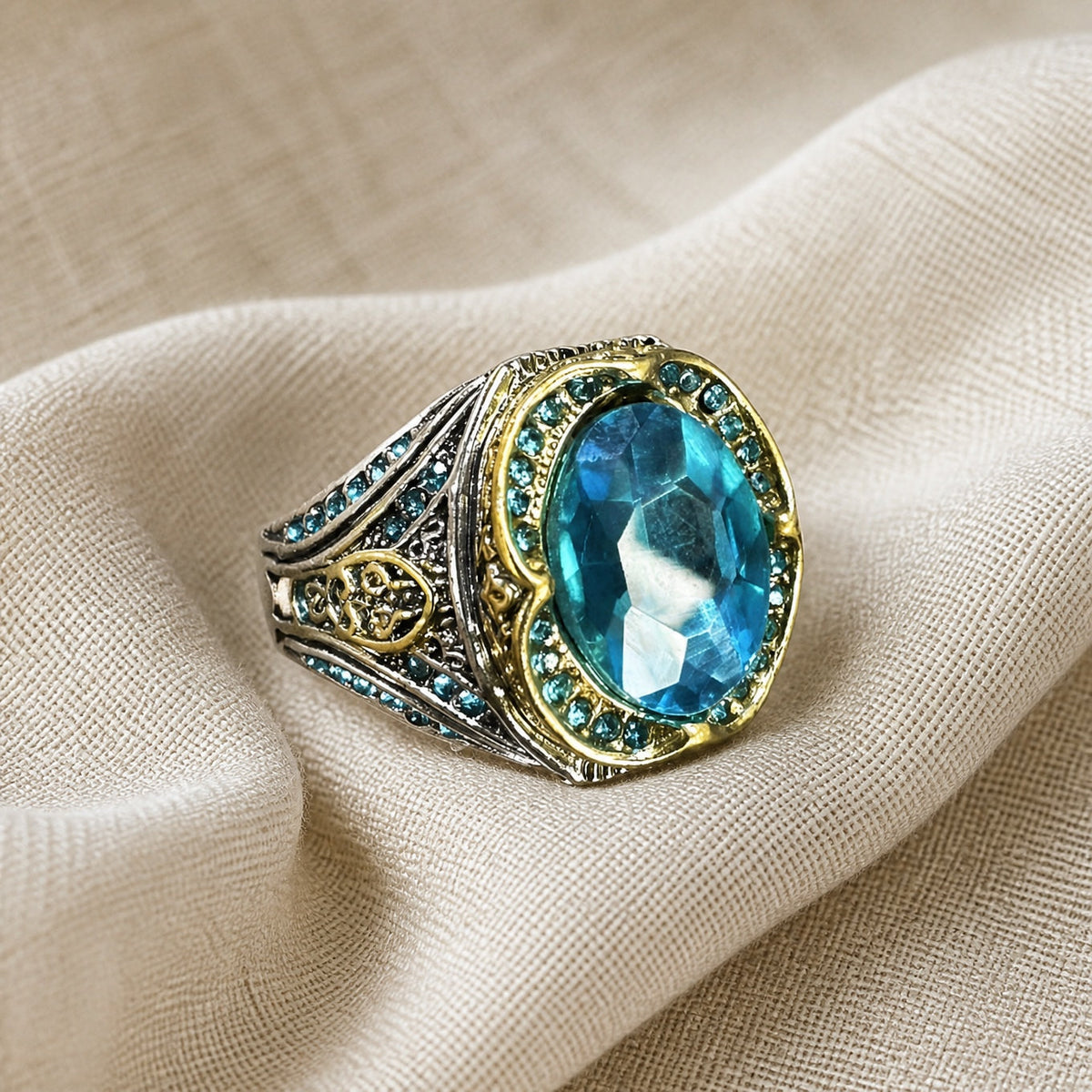 Nicola | Antique Silver Blue Stone Ring