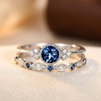 Brigitte | Silver Sapphire Halo Ring