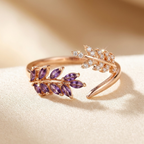 Laurel | Amethyst Leaf Ring