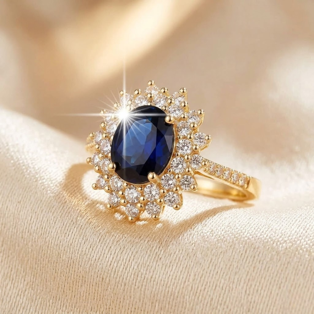 Seraphina | Sapphire Gold Halo Ring