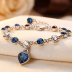 Eléonore | Silver Sapphire Heart Chain Bracelet