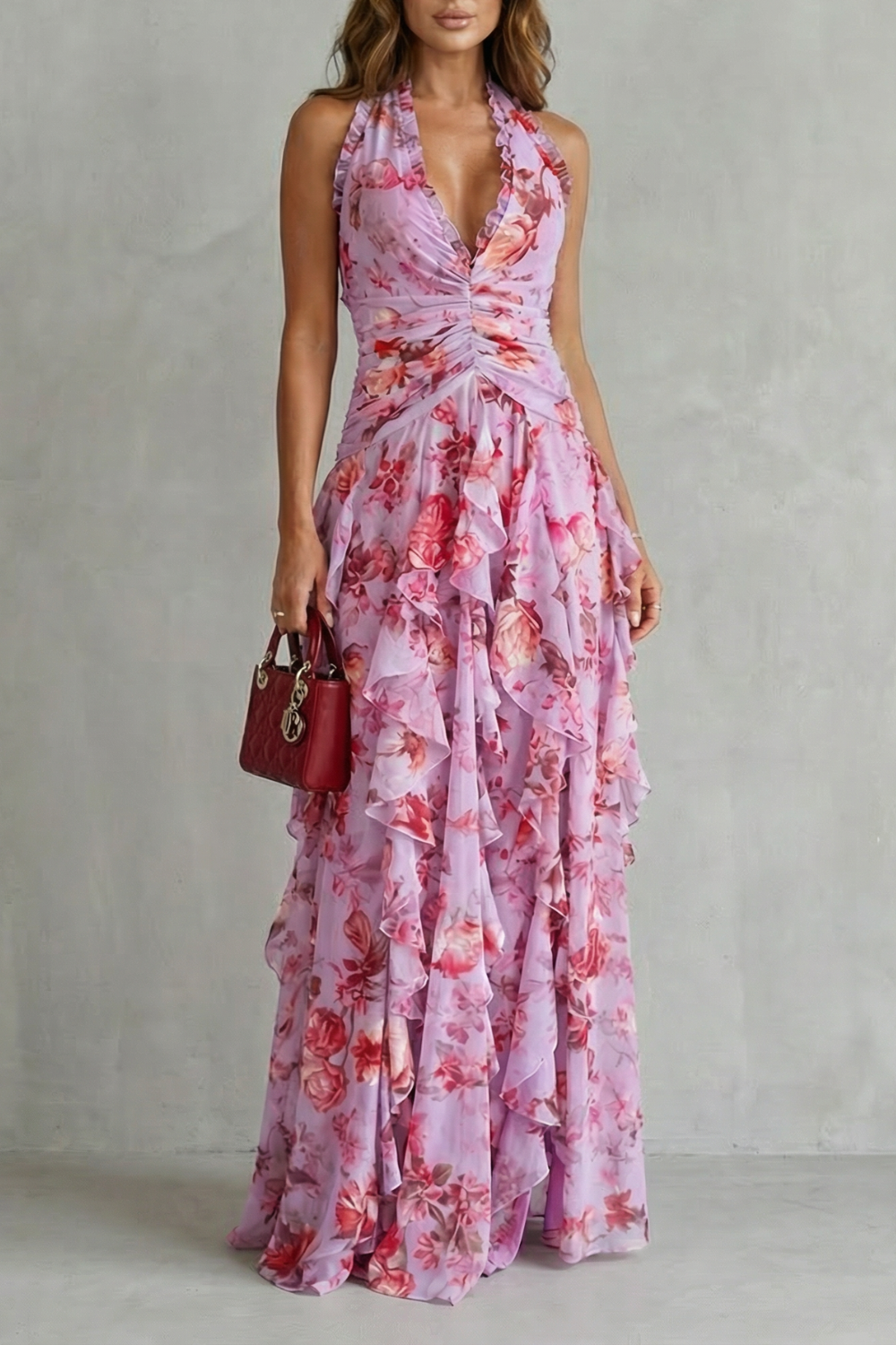 Delilah | Elegant Sleeveless Halter Maxi Dress