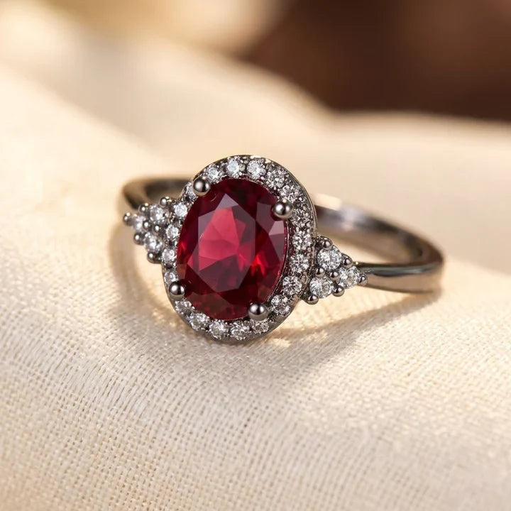 Rosalie | Ruby Halo Ring
