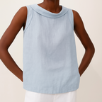 Honora | Casual Sleeveless Roll Collar Top