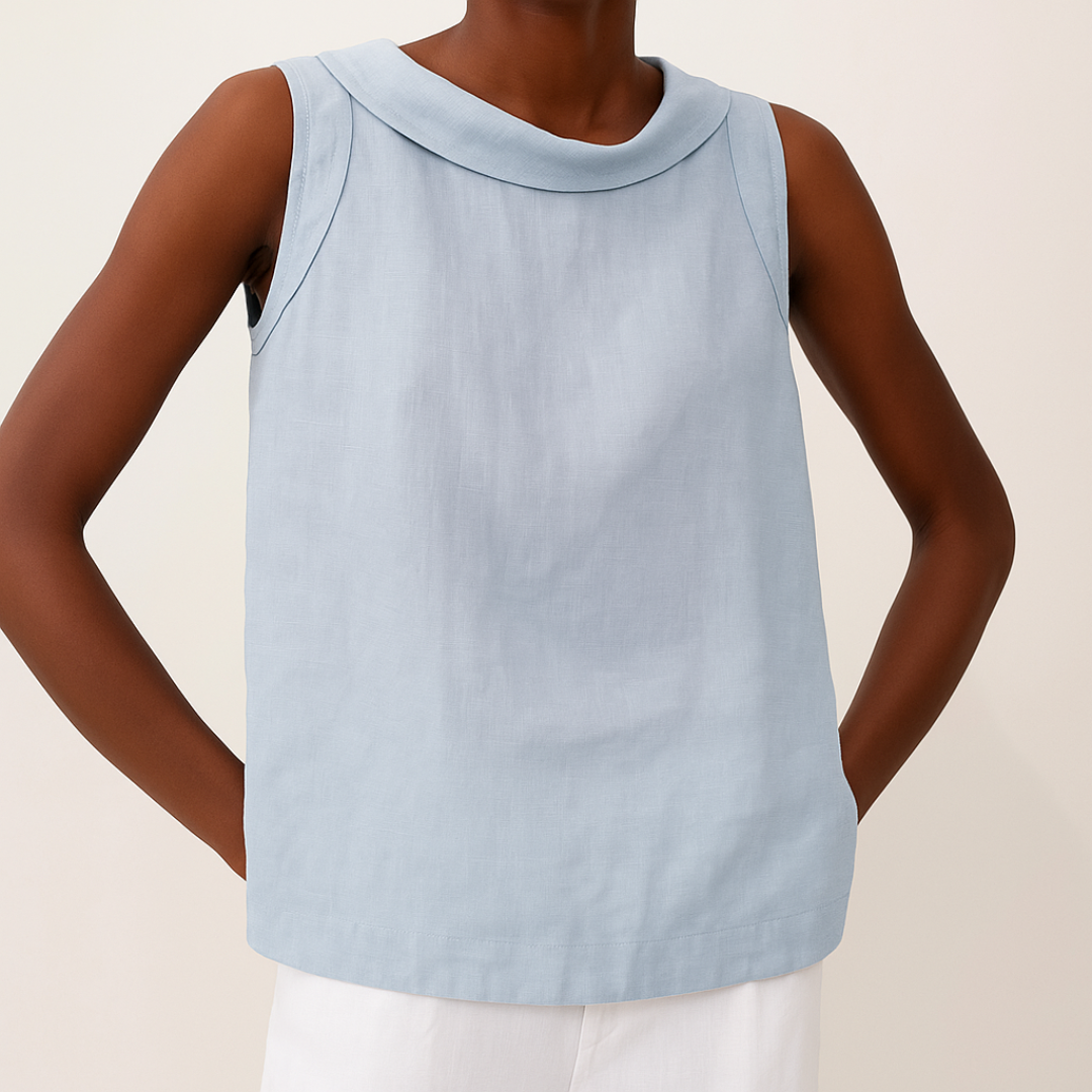 Honora | Casual Sleeveless Roll Collar Top