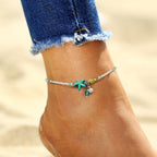 Star and Shell Anklet with Natural Stones