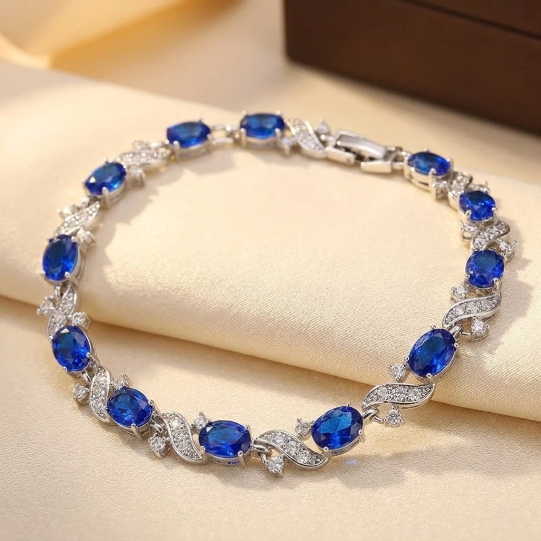 Hortense | Sapphire Floral Link Bracelet