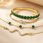 Lucie | Gold Emerald Bracelet Set