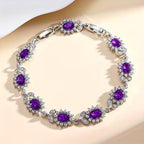 Selene | Silver Amethyst Floral Bracelet