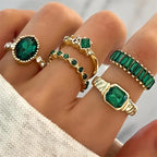 Bethany | Gold Emerald Ring Set