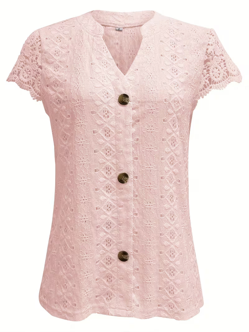 Debbie | Elegant Button V-Neck Shirt