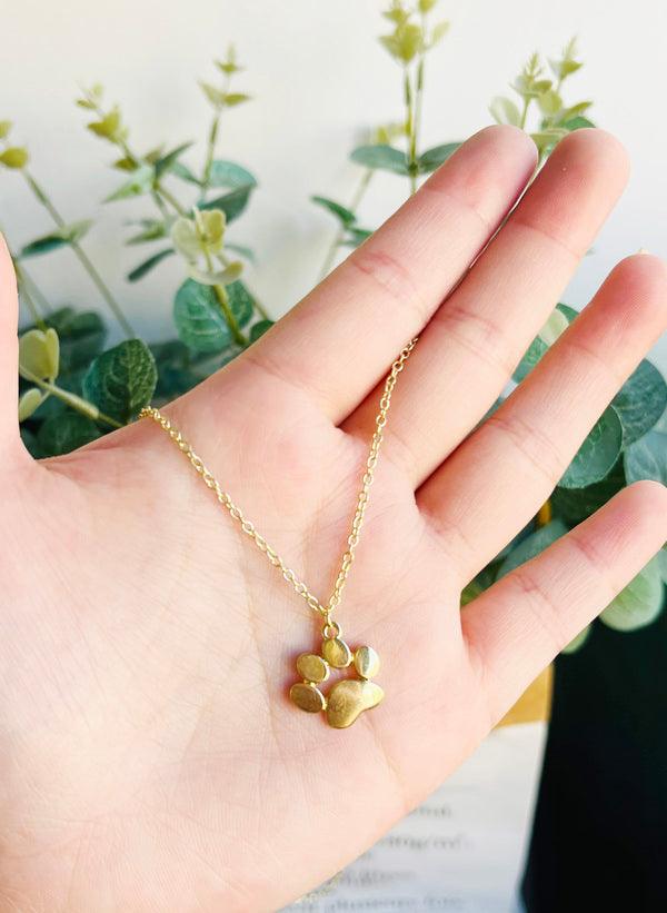 Gold-Plated Necklace with Paw Pendant