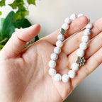 Natural Stone Bracelet with Paw and Heart Pendant