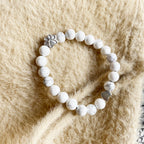Natural Stone Bracelet with Paw and Heart Pendant