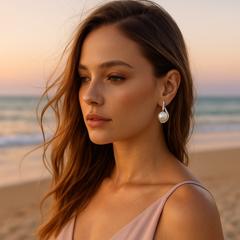 Bianca | Pearl Button Earrings