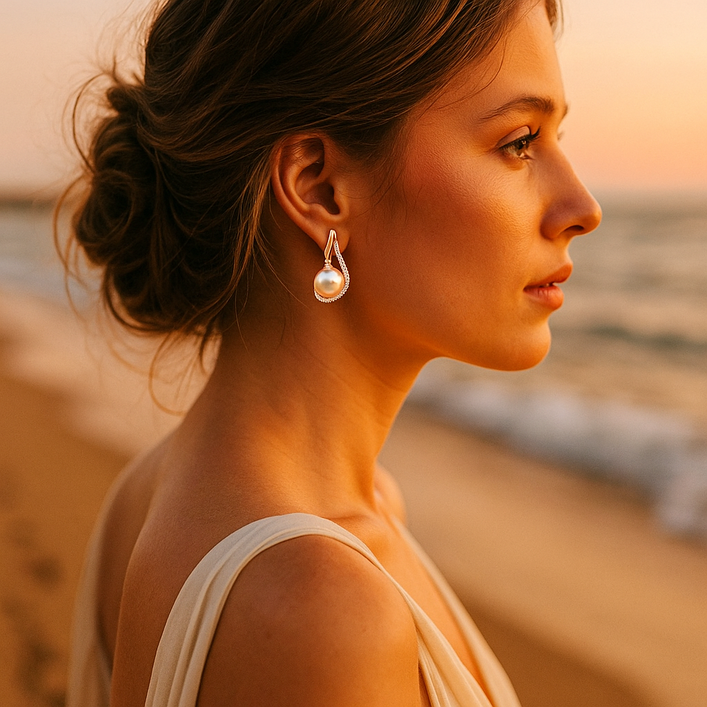 Bianca | Pearl Button Earrings
