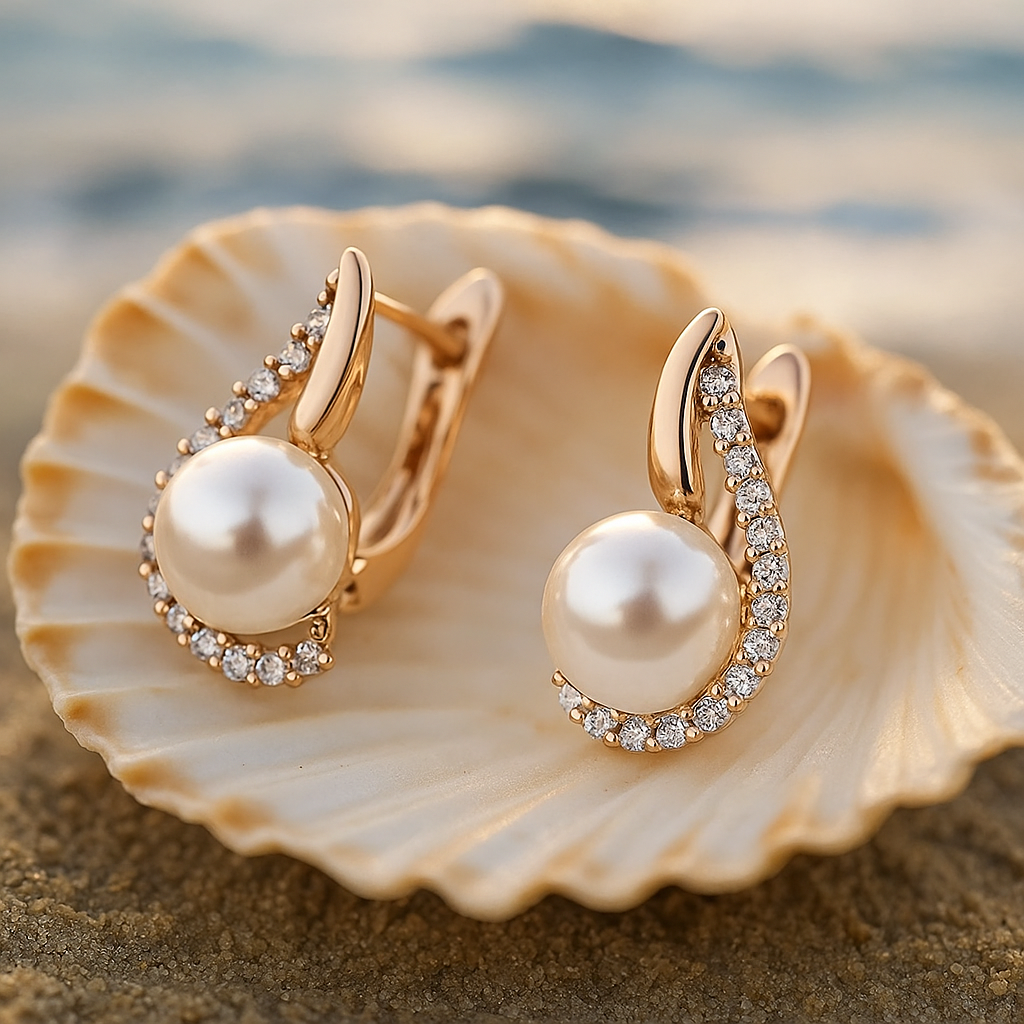 Bianca | Pearl Button Earrings