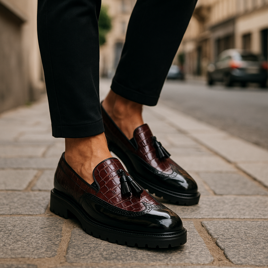 Dalton | Premium Croc-Embossed Tassels Loafers