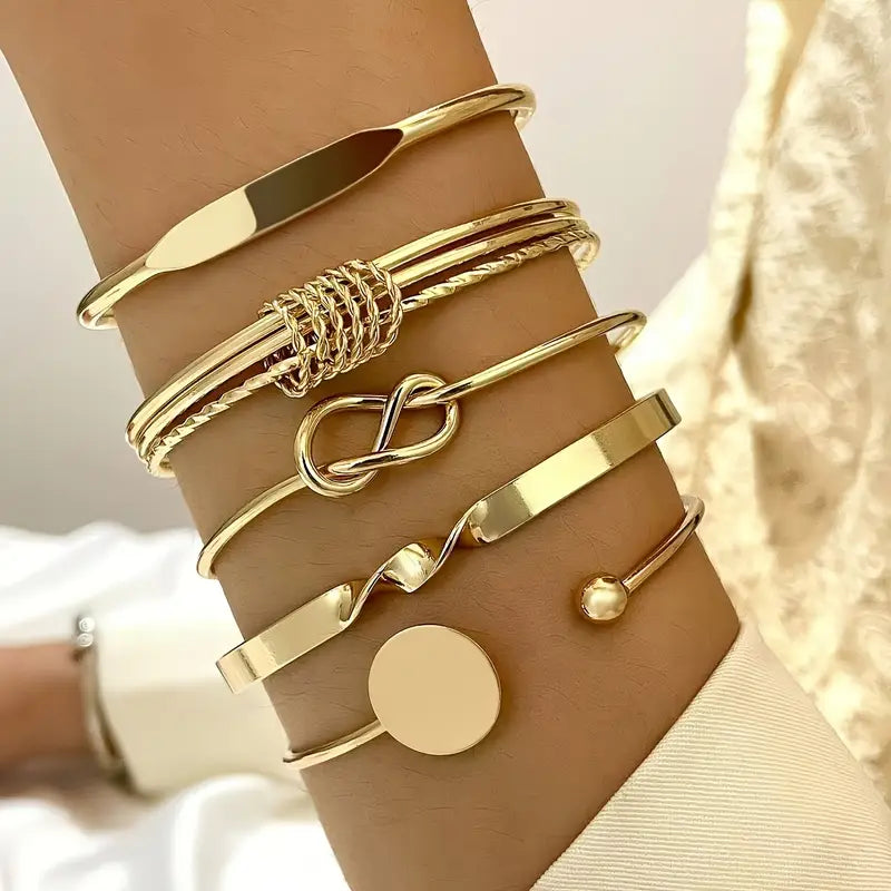 Elegance Bracelet Set with Knot | Gold