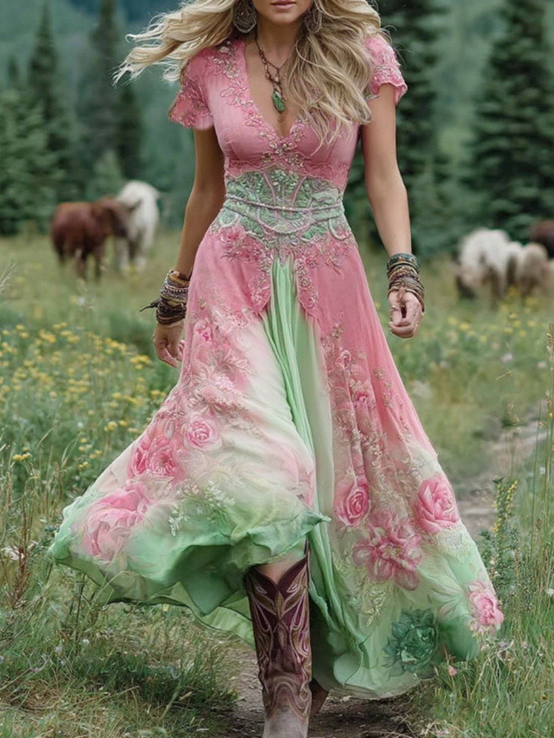 Amelia | Vintage Floral Maxi Dress