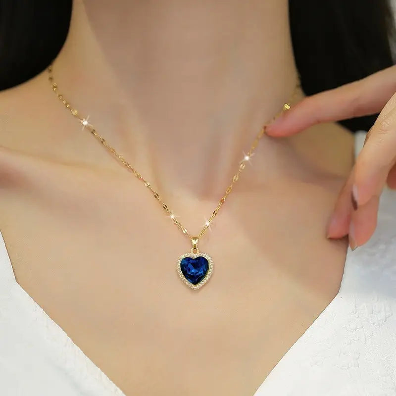 Margot | Gold Sapphire Heart Necklace