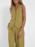 Holly | Sleeveless V-Neck & Wide-Leg Trouser Set