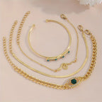 Noa | Gold Emerald Charm Bracelet Set