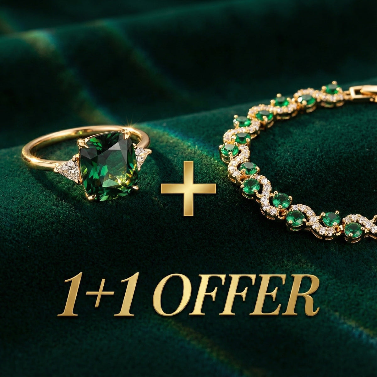 Priya | Gold Bracelet And Zirconia Ring Set