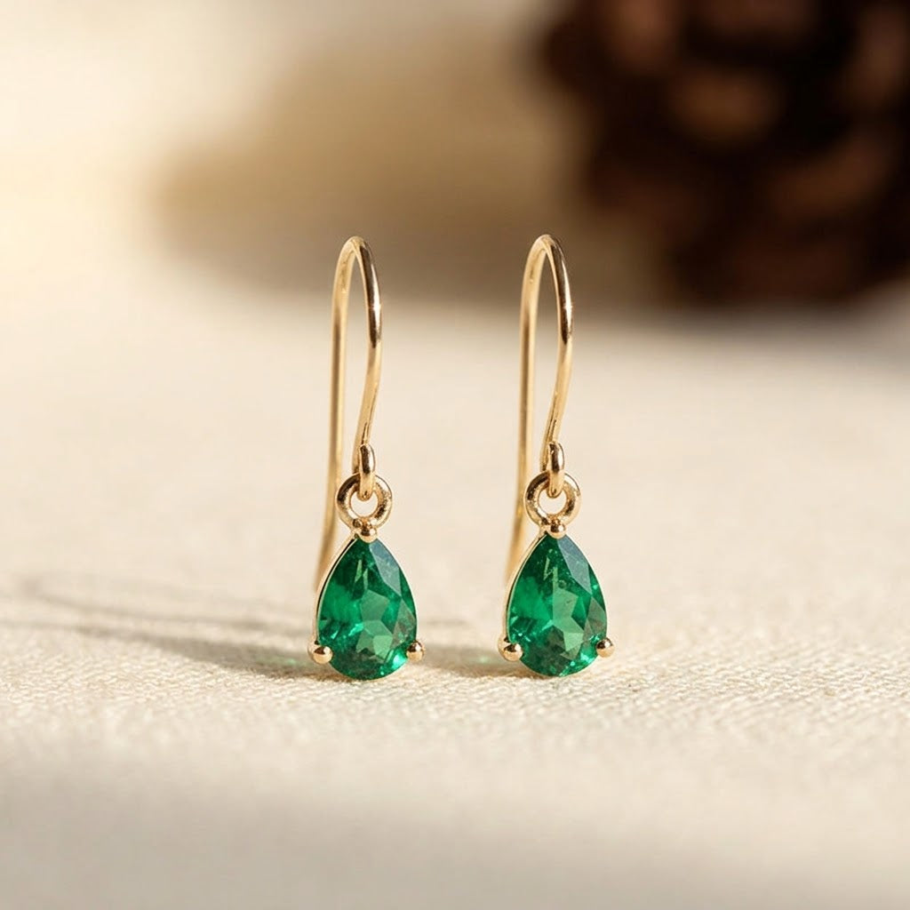 Maribel | Emerald Teardrop Earrings