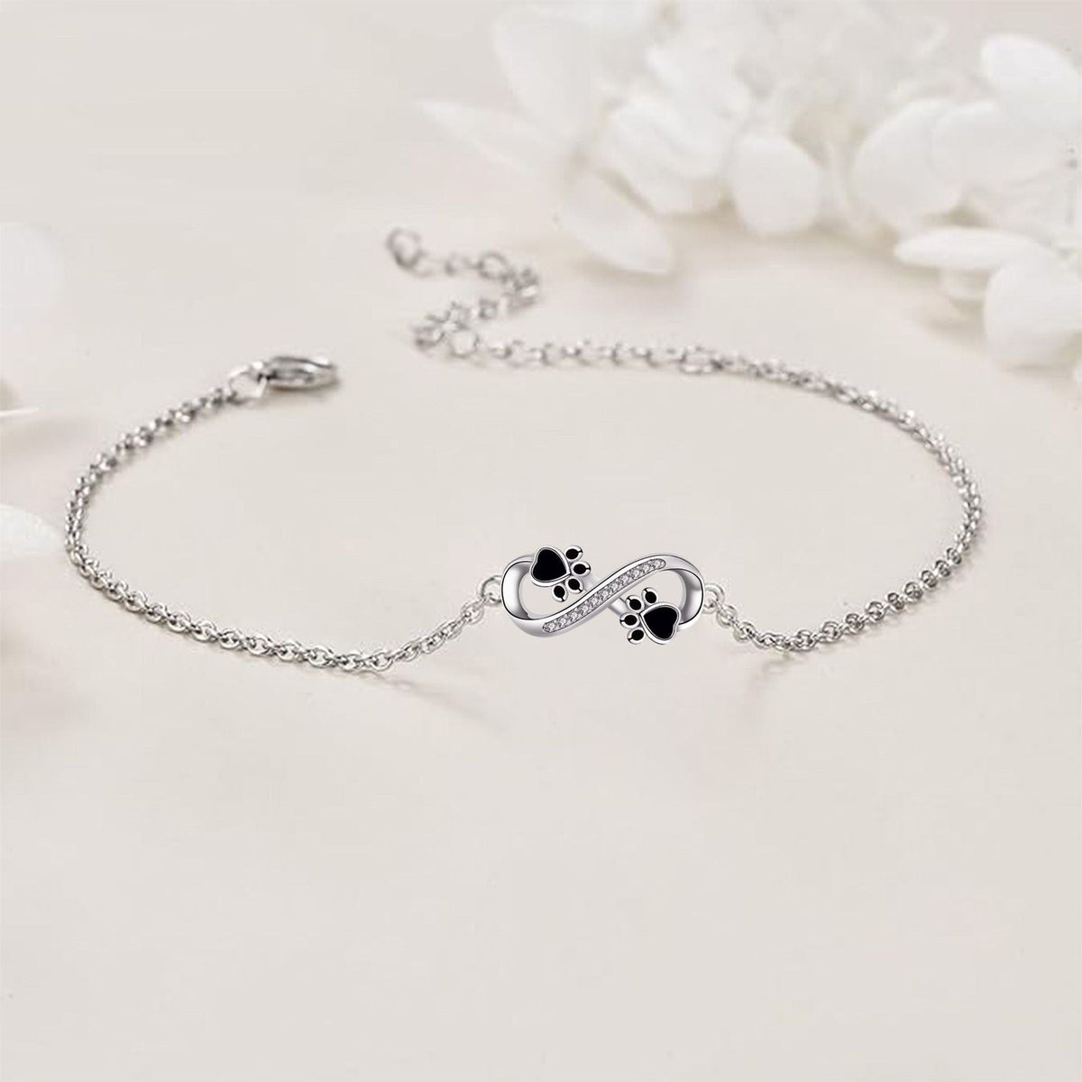 Infinity Symbol Paw Bracelet with Zirconia