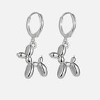 Gold Huggie Earrings with Mini Balloon Dog Charm