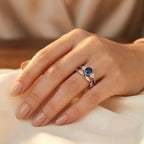 Brigitte | Silver Sapphire Halo Ring