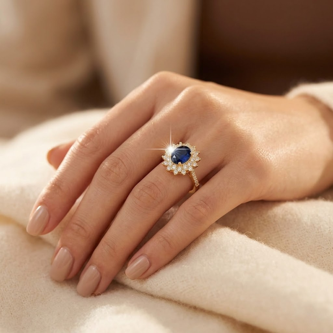 Seraphina | Sapphire Gold Halo Ring