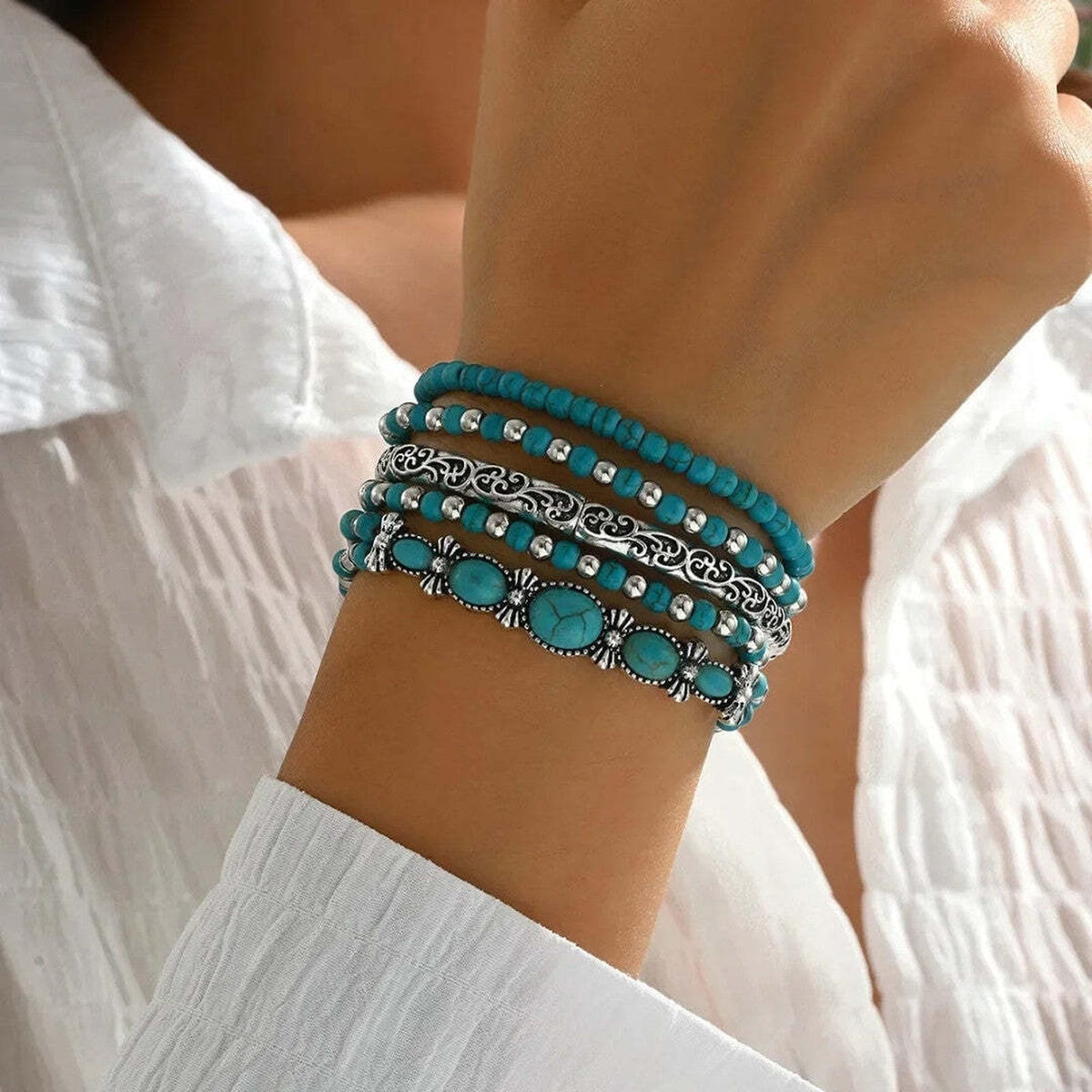 Lucy | Turquoise Beaded Bracelet Stack