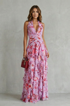 Delilah | Elegant Sleeveless Halter Maxi Dress