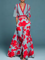 Elissa | Elegant Floral V-neck Dress