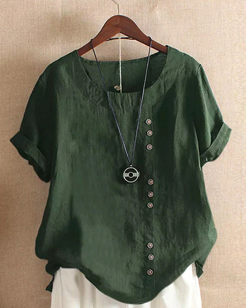 Adeline | Short Sleeve Round Neck Blouse