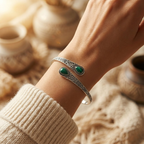 Flavie | Emerald Silver Bangle